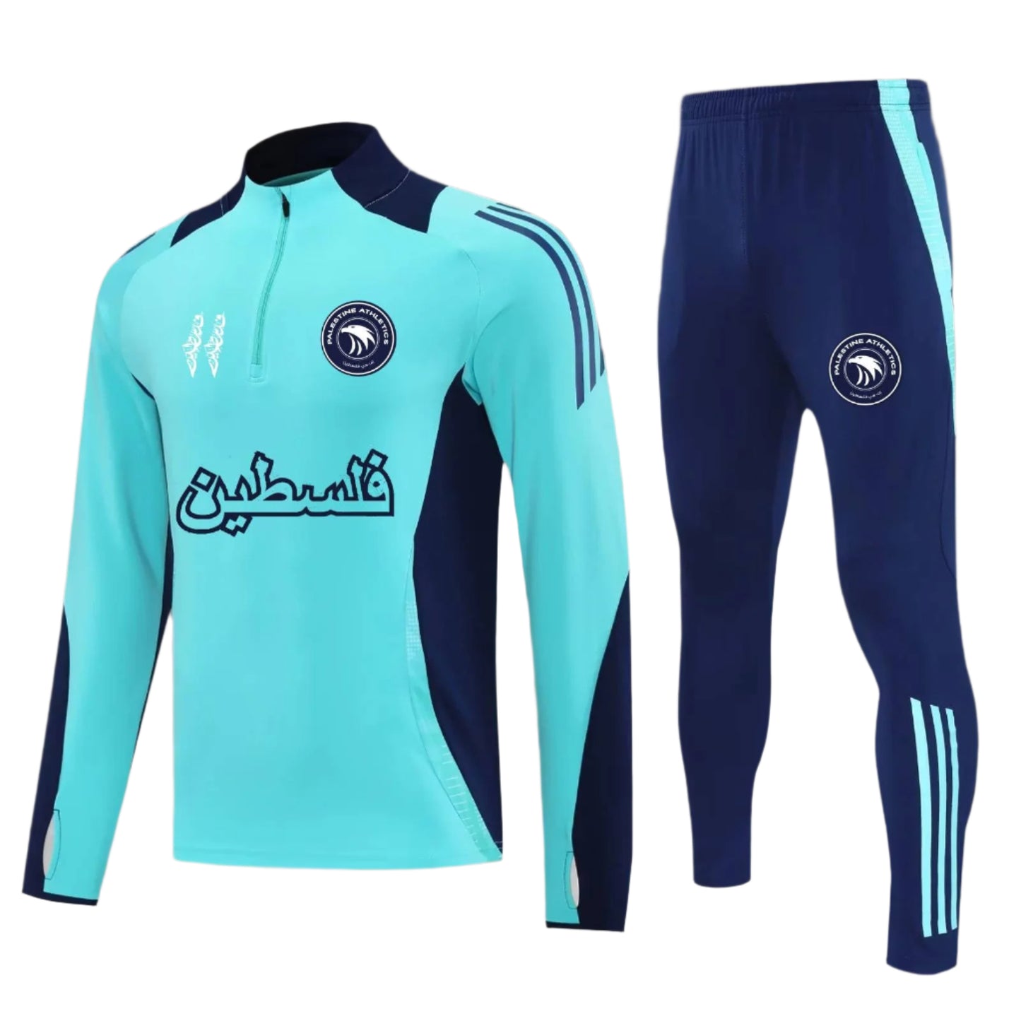Palestine Athletics® - Aqua Navy Tracksuit *ARABIC EDITION*